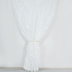 8 ft x 8 ft WHITE Leaf Petal Taffeta Backdrop Drape CURTAIN Panel Party