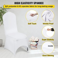 VEVOR 50 PCs White Spandex Chair Covers Wedding Banquet Party Ceremony Hotel Use