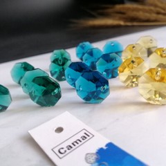 140pcs DIY 3color Octagonal Crystal Glass Beads 14mm 2holes Chandelier Part