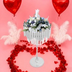 26.77″ Silver Metal Flower Stand Round Top Centerpiece Party Events Decorations