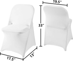 20Pack White Spandex Folding Chair Covers in Stretch Washable Fabric for Wedding