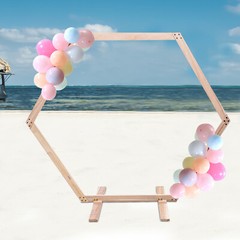 Wooden Wedding Hexagonal Arbor Backdrop Hexagon Wood Wedding Arch Frame Decor.