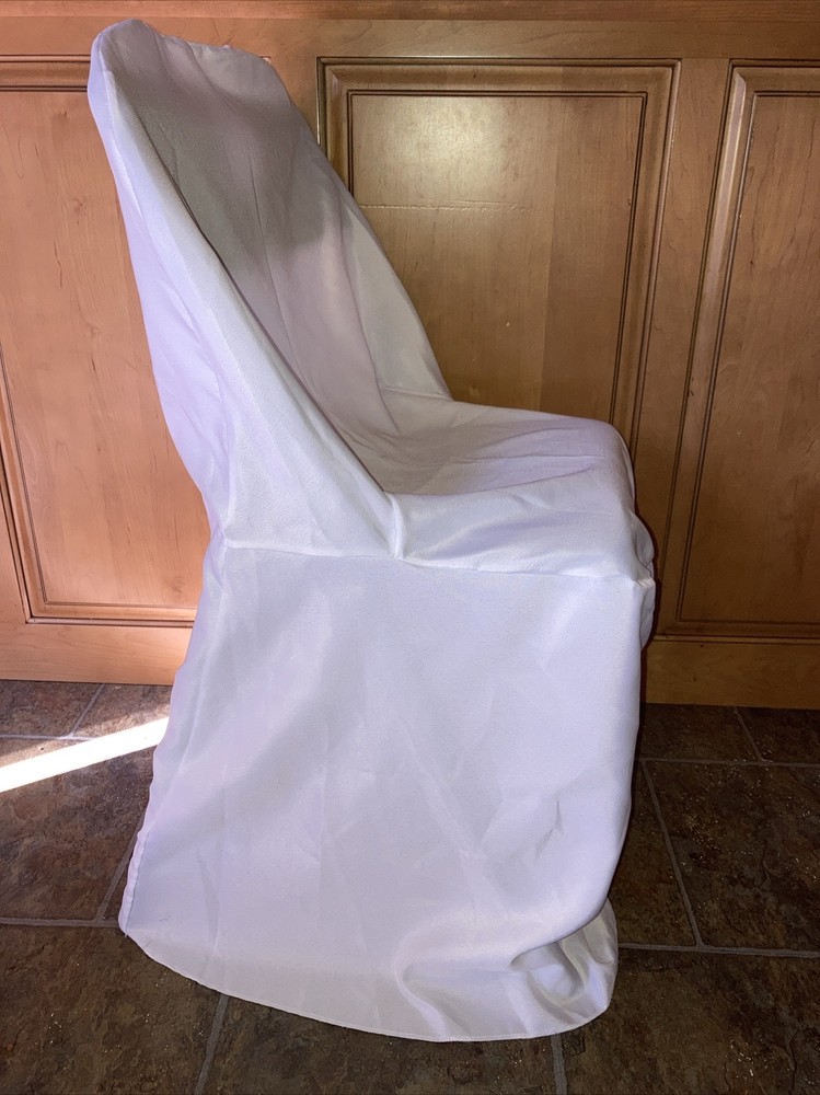 White Linen Polyester FOLDING CHAIR COVERS Reusable – Wedding Event Party