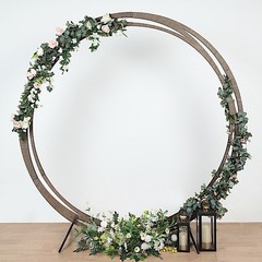 8 ft Brown Round Natural Wood Wedding Arch Backdrop Stand Party Event Decoration
