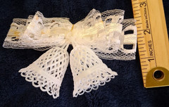 Lot of Vintage Wedding Decorations – White Lace Bows, Plastic Bells & Floral App