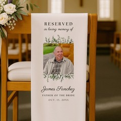 Custom Photo Reserved Fabric Memorial Wedding Seat Banner