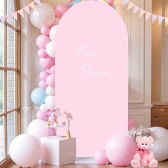 6 ft Arch Backdrop Cover – Double-Sided Spandex Arch Covers Stretchy 6FT Pink