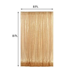 GOLD 8 ft x 8 ft Sequined Backdrop Curtain Wedding Party PhotoBooth Decorations