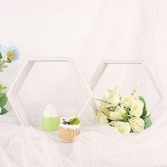 2 WHITE 9″ Hexagon Wood Geometric WALL SHELVES Wedding Party Home Decorations