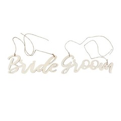 2 Natural 12×5 in Wooden Bride and Groom Chair Signs HANGING DECOR Party Events