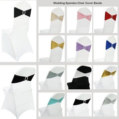 50PCS Spandex Chair Sashes Bands Stretch with Buckle Slider for Wedding & Party