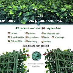 Artificial Grass Wall Backdrop Panels,16 X 12 in 12P(16 sqft) UV-Anti Greener…