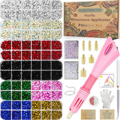 Fabric Rhinestone Setter Kit with 10000 Pieces Glass Rhinestones and Pearls