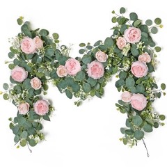 2 Pack 13FT Flower Garland, Artificial Rose Vine Fake Flower 2PCS Light Pink