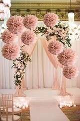 Set of 9 Dusty Rose Mauve Pink Tissue Pom Poms Paper Flowers Wall Backdrop Ce…