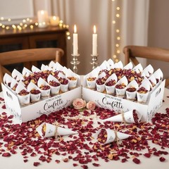 2 Sets Wedding Petal Cones for 60 Guest – Biodegradable Real Petals 300