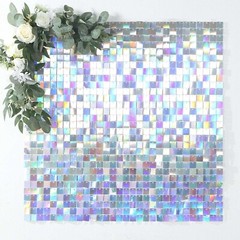 24 IRIDEDESCENT BLUE Square Sequin Shimmer Wall Photo Backdrop PANELS Party