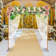 6.56 Ft Gold Wedding Arch Flower Backdrop Decoration Stand Birthday Party Supply