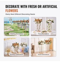 4PCS Gold Metal Wedding Flower Stand 31.5in Column Centerpiece Rack