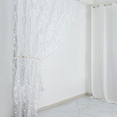 8 ft x 8 ft WHITE Leaf Petal Taffeta Backdrop Drape CURTAIN Panel Party