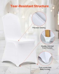 VEVOR 100PCS White Stretch Spandex Folding Chair Covers for Wedding Party Dining