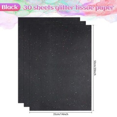 Phinus 30 Sheets Gift Bag Tissue Paper, 20 x 14 1 sheet (Pack of 30), Black