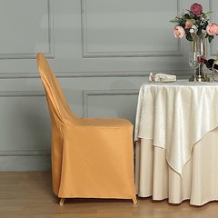 50 Gold POLYESTER BANQUET CHAIR COVERS Wholesale Wedding Party Decorations