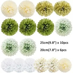 16Pcs Paper Flowers Tissue Pom Poms Hanging Flower Ball Wedding Party Decor