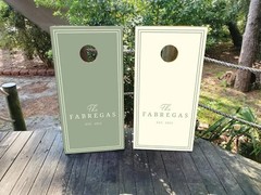 Custom Wedding Cornhole Wraps or Boards – Sage Green and Ivory Design