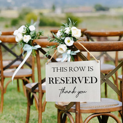 Reserved Seating Signs – This Row Is Reserved Wooden Hanging Signs for Wedding C