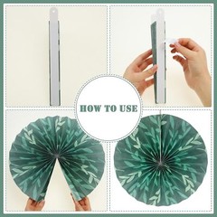 Thenshop 12 Pcs Green Hanging Paper Fans Decoration Wedding Boho Leaf Style