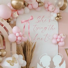 She’s Tying The Knot Decal – Bachelorette Pink Bow Sign Decor Decal, Bridal S…