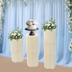 7Pcs Foldable Paper Column Display Stands for Wedding Dessert Flower White