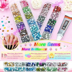 qiipii 18 Colors Crystal Resin Rhinestones 2mm 3mm Rainbow Colorful Flatback …
