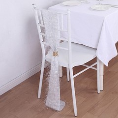 5 SILVER Polyester Chair SASHES Metallic Fringe Party Events Home Decorations