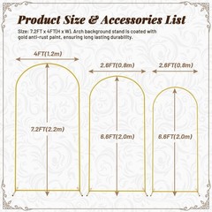 7.2FT, 6.6FT, 6FT Arch Backdrop Stand for Wedding Ceremony Birthday Party Garden