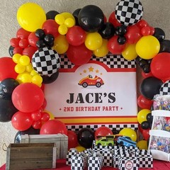 150PCS Race Car Balloons Arch Garland Kit Racing Car Birthday Party Checkered…