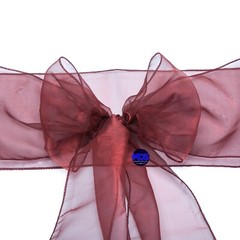 100 Burgundy Organza Chair Sash Bow Wedding Banquet Party Event Decor, Free Ship
