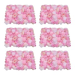 6 Pcs Wedding Flower Wall Panel Floral Backdrop Silk Rose Wall 40*60cm Dark Pink