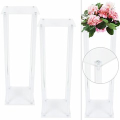 2PCS Clear Acrylic Flower Stand 20 × 20 × 60 cm Tabletop Column Centerpiece