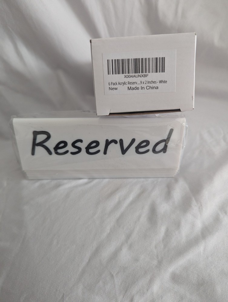 6pc. Plastic “Reserved” Table Sign_ Weddings, Parties, Celebrations (3 pack)