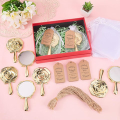 36 Mini Rose Compact Mirrors with Gift Bags & Tags for Quinceanera Favors