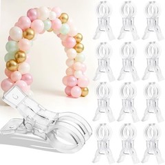 12 Pack Balloon Arch Clips – 3.5 Inch Clear Clips for Backdrop Stand –