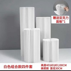 3-Piece Round Cylinder Pedestal Display Stand Set White Wedding Party Dessert Ta