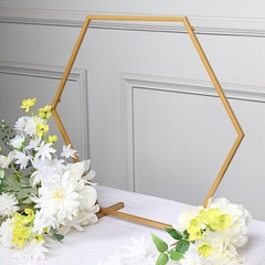 21″ Gold Hexagon Metal Flower FRAME Geometric Table Arch Centerpiece Party Event