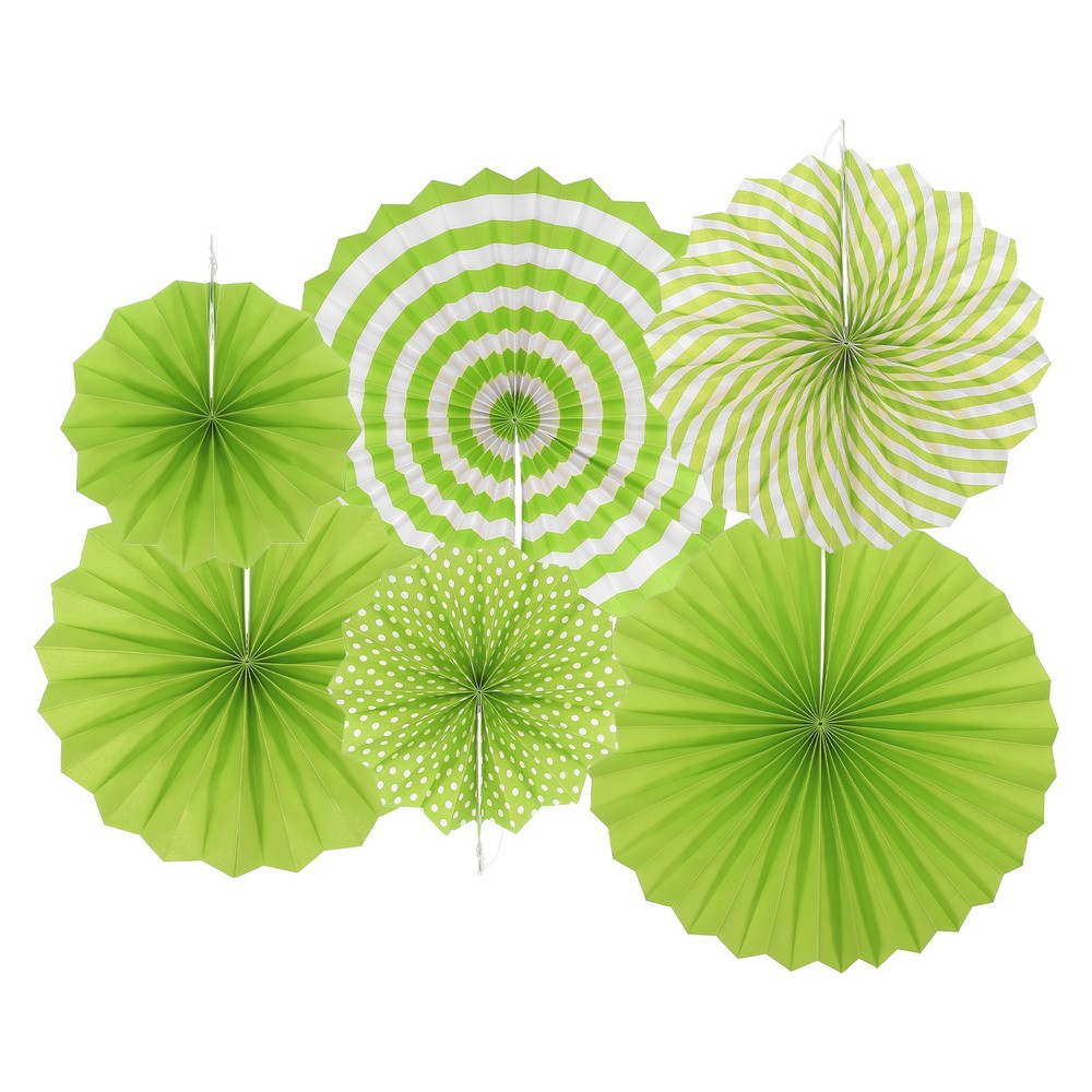 12Pcs Hanging Paper Fans Party Set Decoration for Birthday Wedding Green