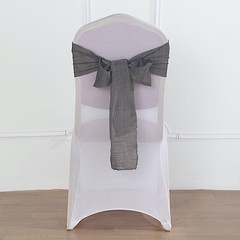 5 CHARCOAL GRAY CHAIR SASHES Premium Polyester Faux Burlap Wedding Decorations
