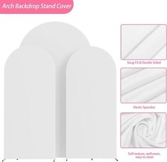 Putros White Wedding Arch Cover 7.2FT, 6FT, 6FT Spandex Fitted Round Top