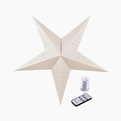 Illuminated White Tidal Waves Cordless Lighted Star Lantern, Omni360 Battery …