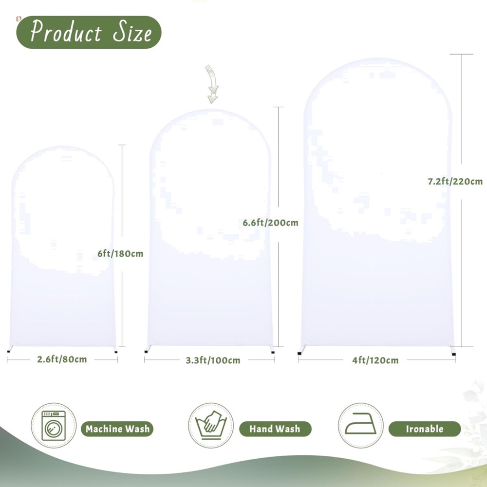 White 6.6FT Double-Sided Arch Backdrop Cover – Perfect for Weddings and Parties